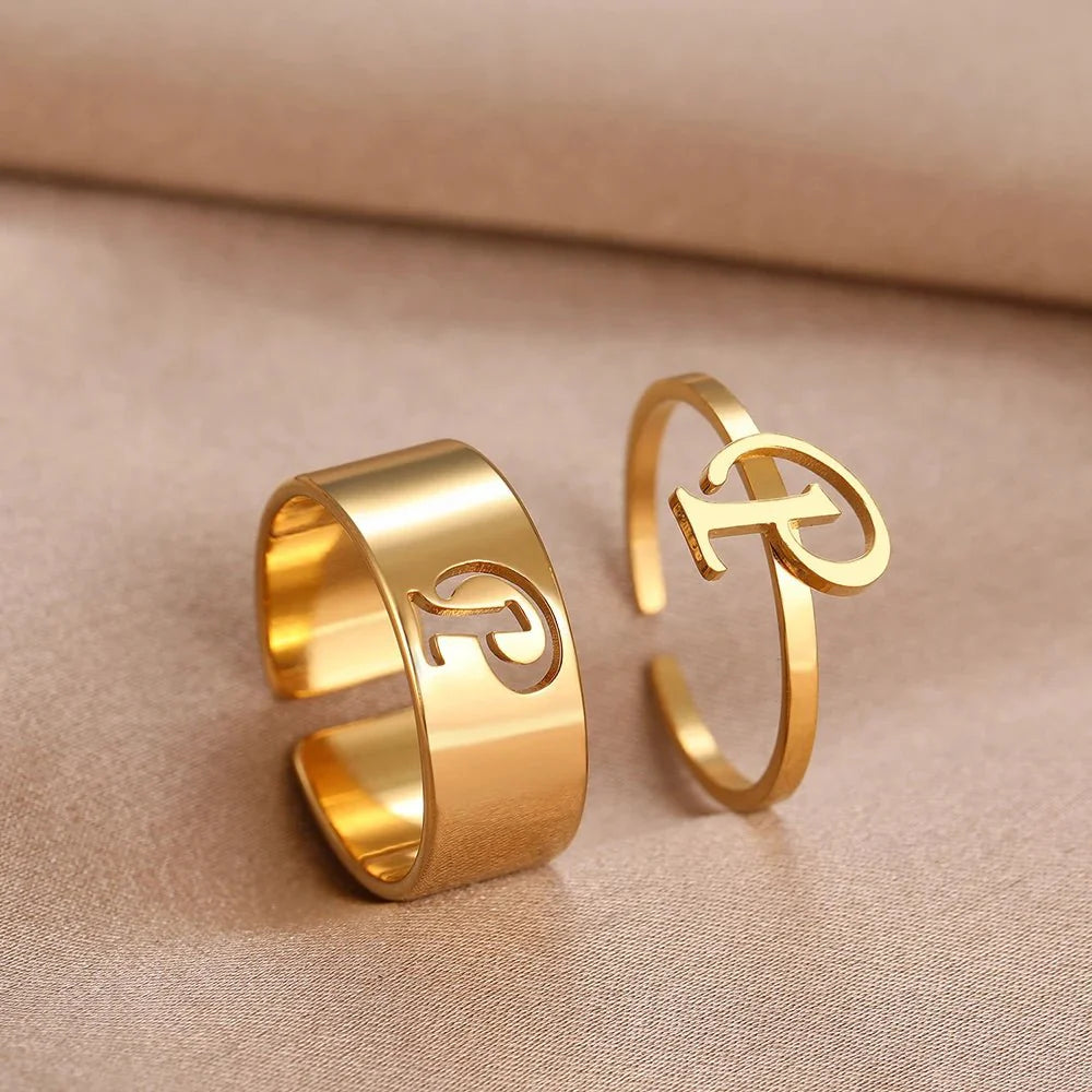 Adjustable Couples Matching Letter Rings