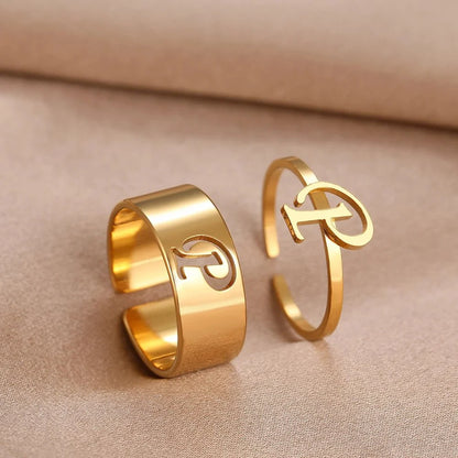 Adjustable Couples Matching Letter Rings