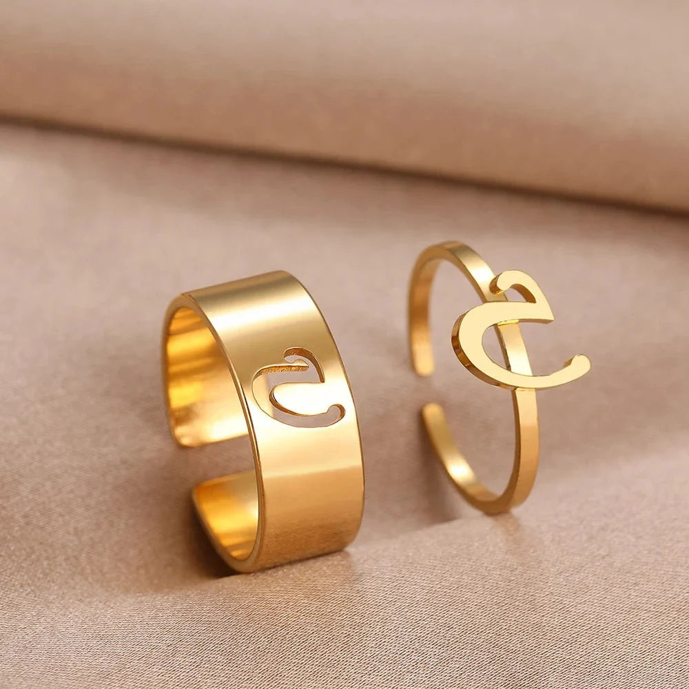 Adjustable Couples Matching Letter Rings