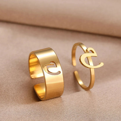 Adjustable Couples Matching Letter Rings