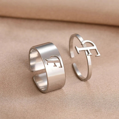Adjustable Couples Matching Letter Rings