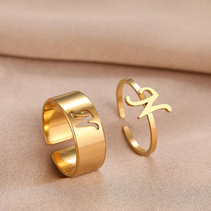 Adjustable Couples Matching Letter Rings