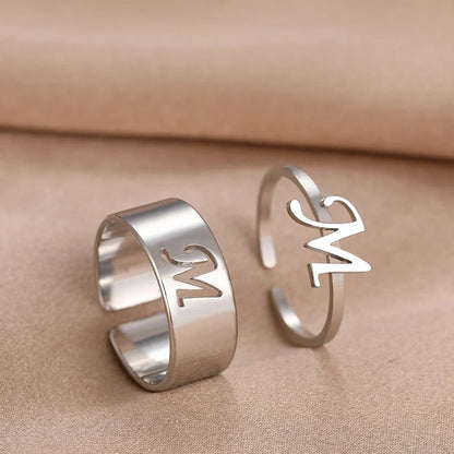 Adjustable Couples Matching Letter Rings