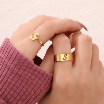 Adjustable Couples Matching Letter Rings