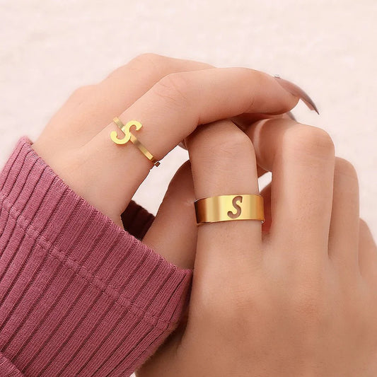 Adjustable Couples Matching Letter Rings