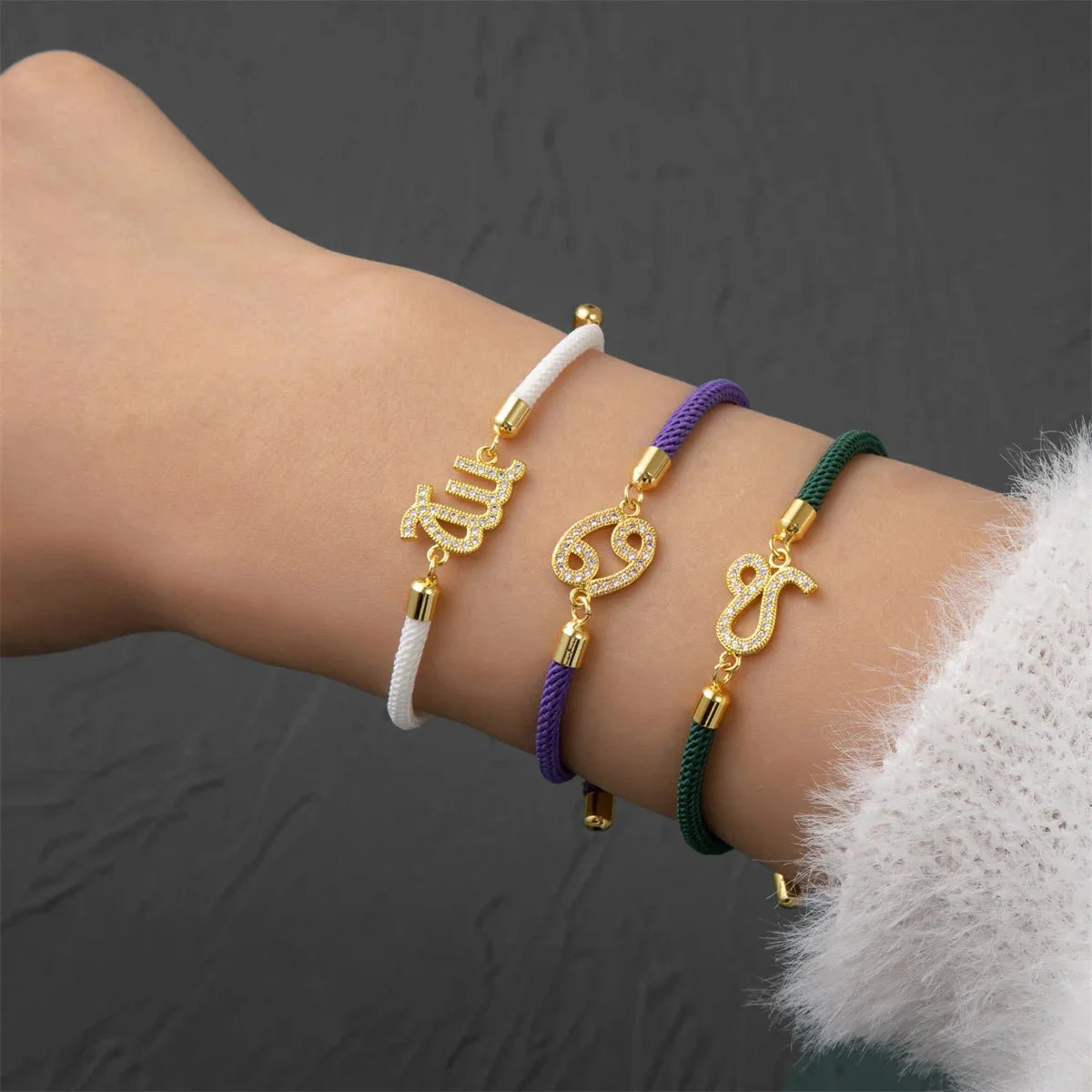 Adjustable Diamond Zodiac Sign Bracelet