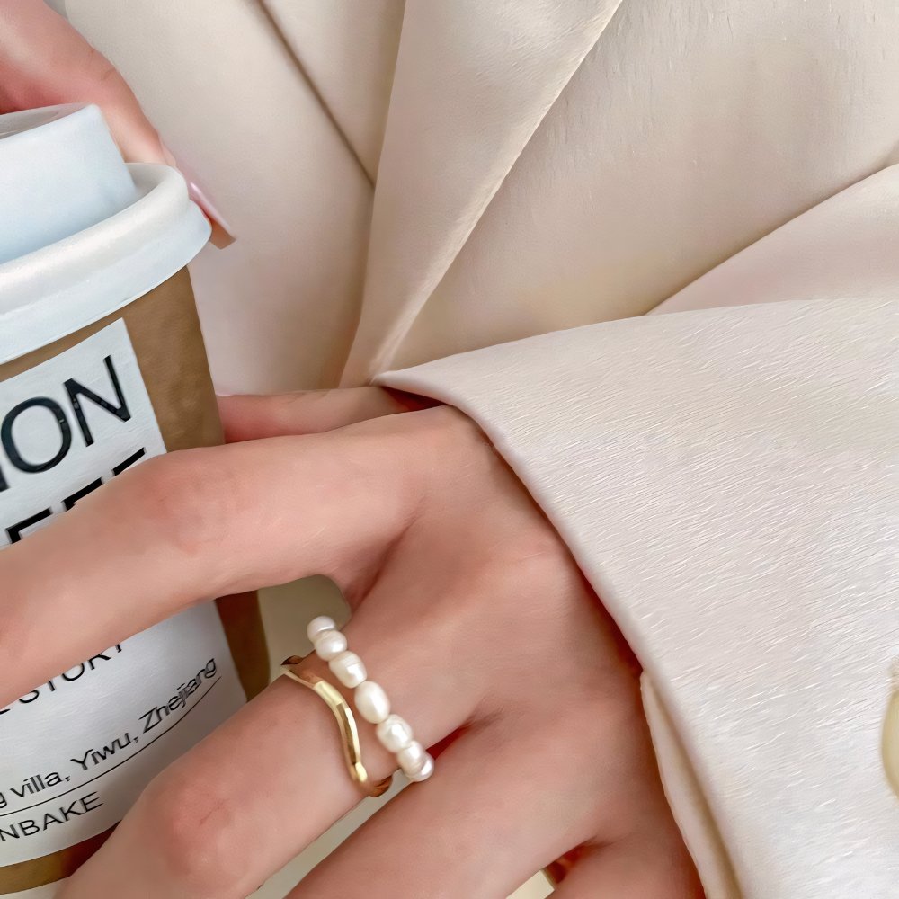 Adjustable Layered Pearl Accented Ring