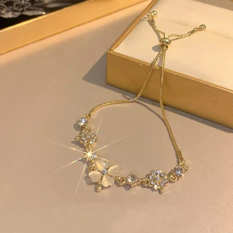 Adjustable Lucky Four Leaf Clover Bracelet