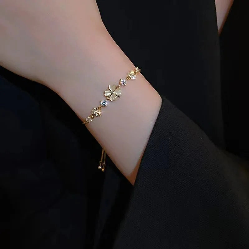 Adjustable Lucky Four Leaf Clover Bracelet