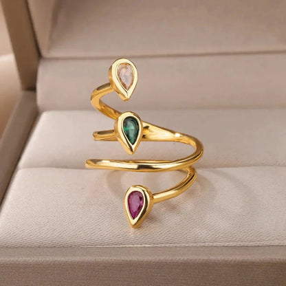 Adjustable Multi-Color Water Drop Rings
