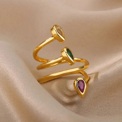 Adjustable Multi-Color Water Drop Rings