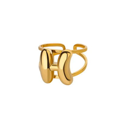 Adjustable Open Band Bubble Letter Initial Ring