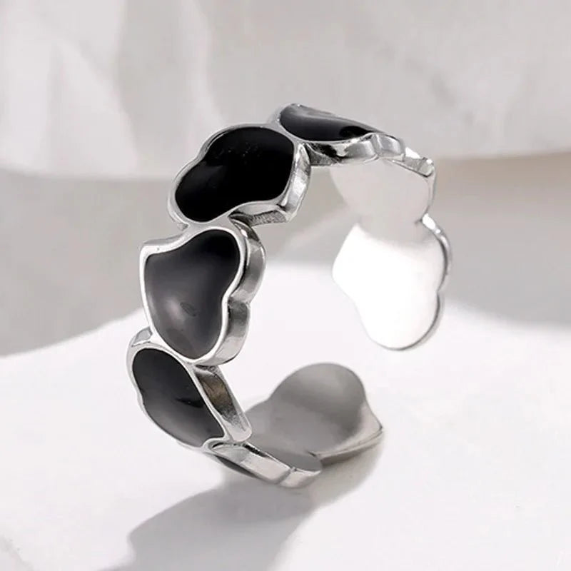 Adjustable Romantic Enamel Heart Ring