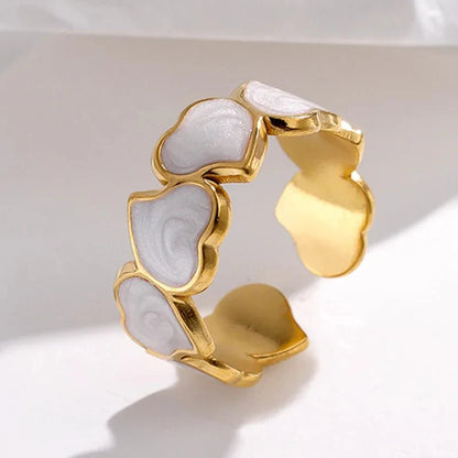 Adjustable Romantic Enamel Heart Ring