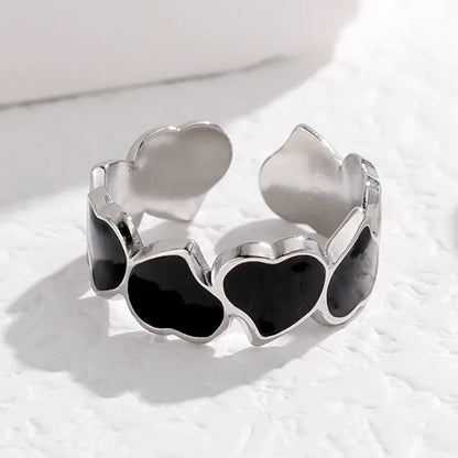 Adjustable Romantic Enamel Heart Ring