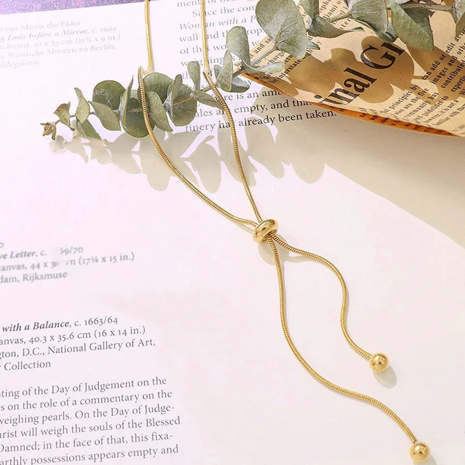 Adjustable Snake Chain Lariat Necklace