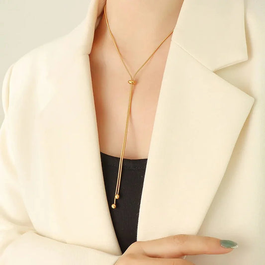 Adjustable Snake Chain Lariat Necklace