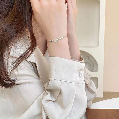 Adjustable Textured Floral Shell Diamond Bracelet