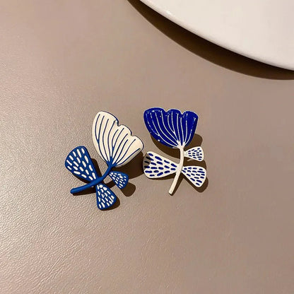Artistic Blue & White Floral Earrings