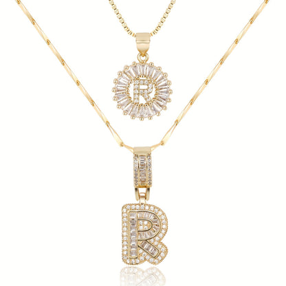 2pc 14k Diamond Letter Initial Necklaces