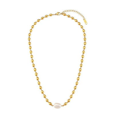 Beaded Gold Dainty Pearl Bracelet and Necklace