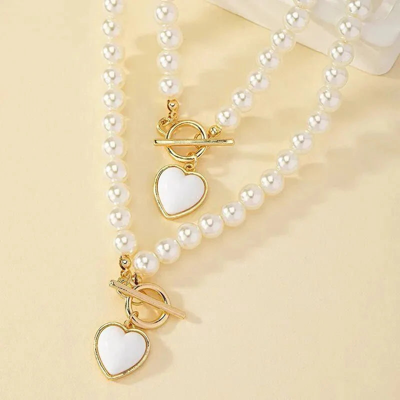 Beaded Heart Pendant Bracelet and Necklace Set