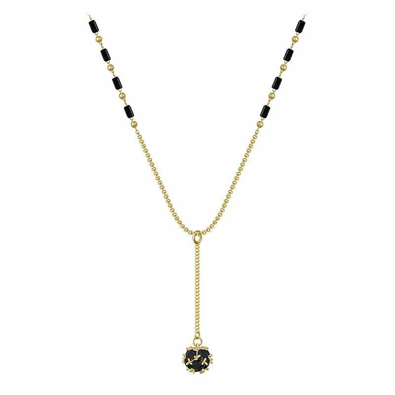 Black and Gold Crystal Ball Necklace