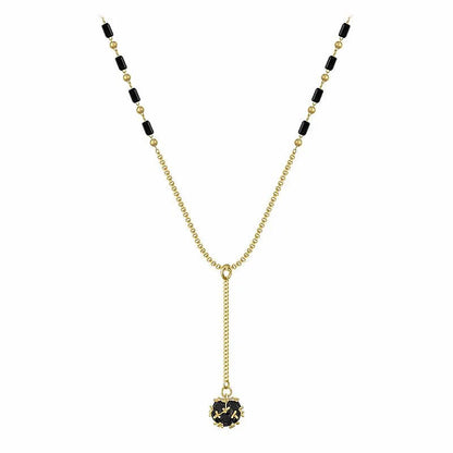 Black and Gold Crystal Ball Necklace