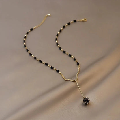 Black and Gold Crystal Ball Necklace
