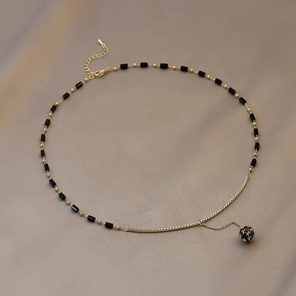 Black and Gold Crystal Ball Necklace
