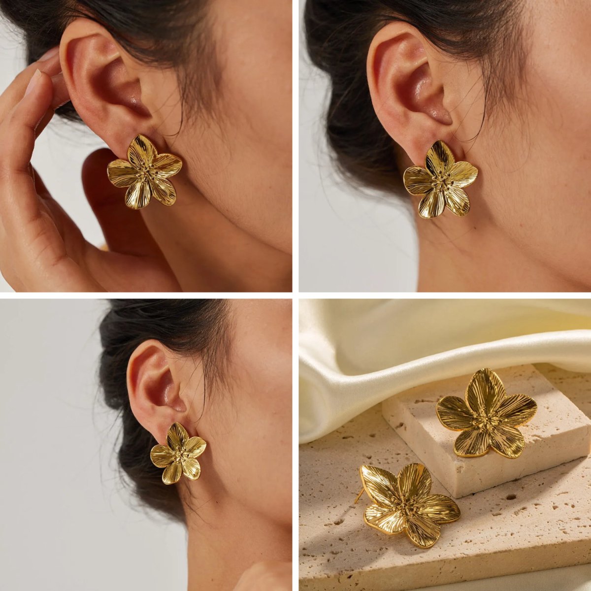 Blooming Hibiscus Earrings & Floral Necklace Bundle