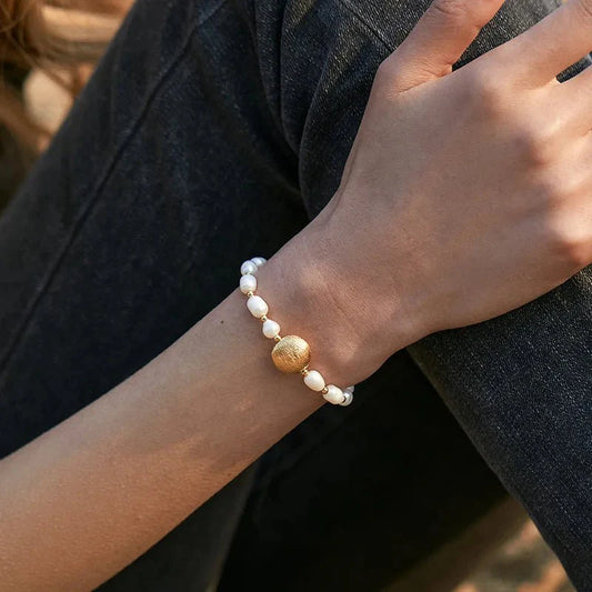 Boho Gold Accented Pearl Bracelets