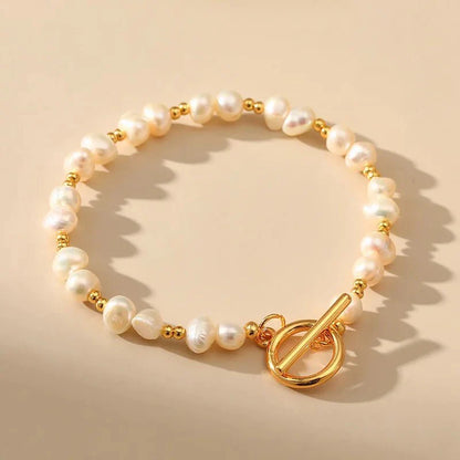 Boho Gold Accented Pearl Bracelets