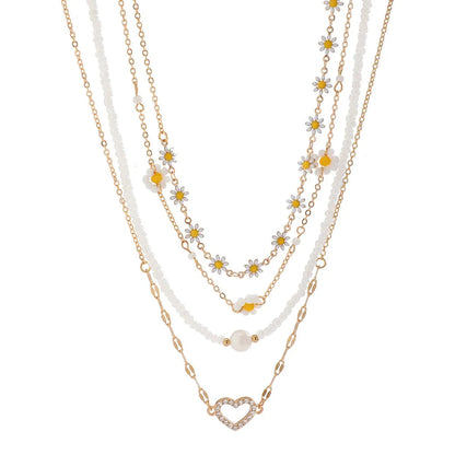 Boho Spring Daisy Necklace Stack