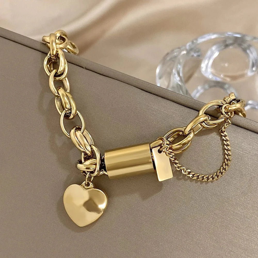 Bold & Chunky Chain Heart Bracelet