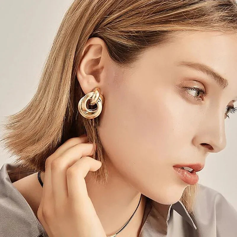 Circular Geometric Interwoven Earrings