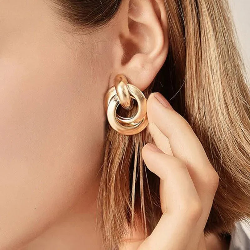 Circular Geometric Interwoven Earrings