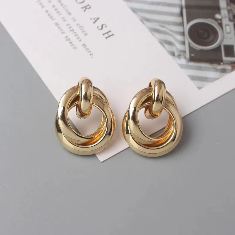 Circular Geometric Interwoven Earrings