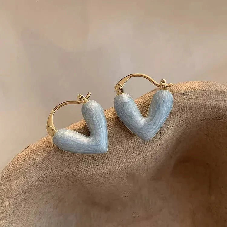 Classy Enamel Heart Earrings