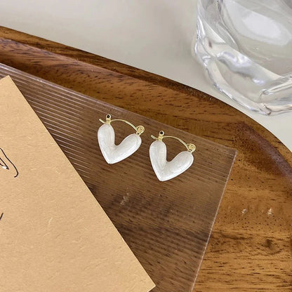 Classy Enamel Heart Earrings