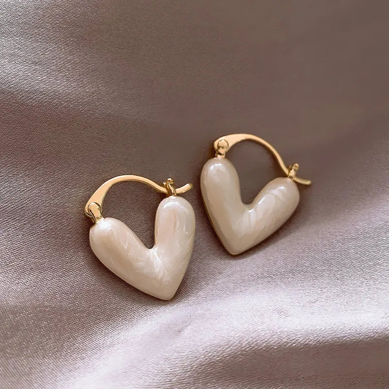 Classy Enamel Heart Earrings