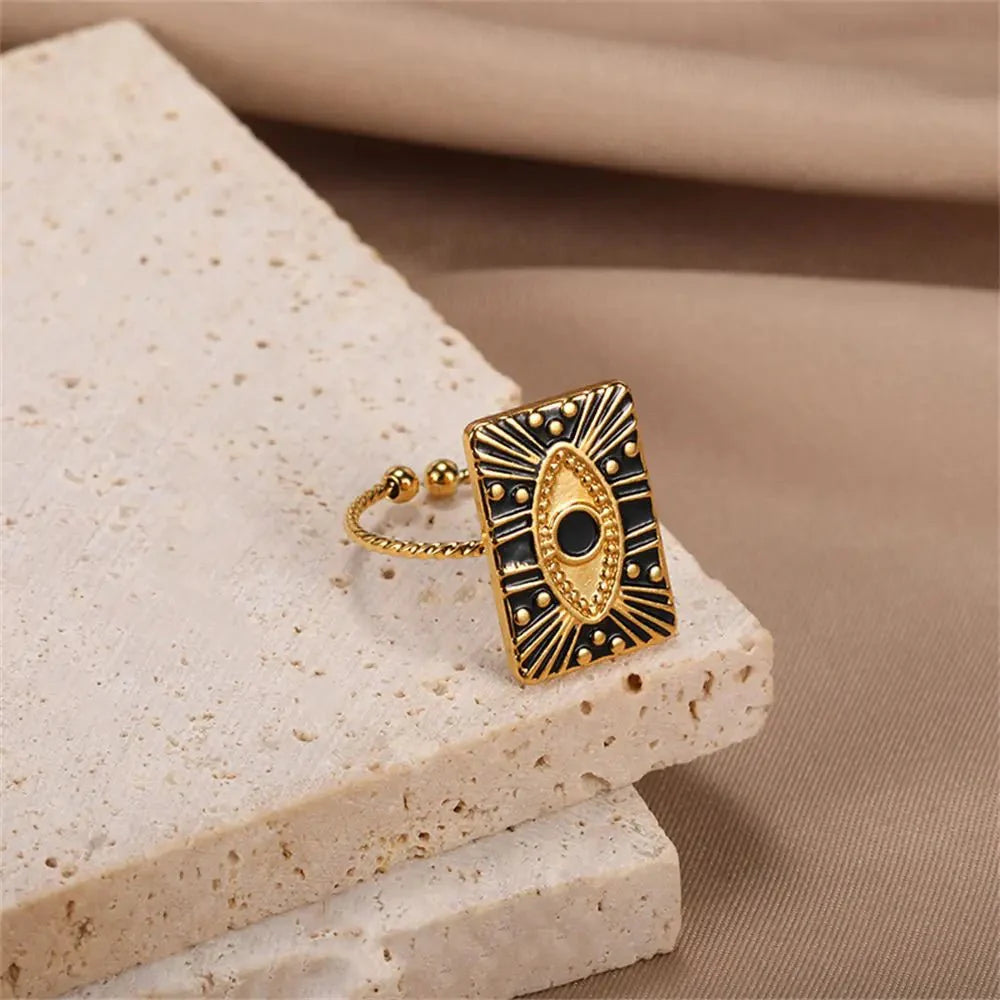 Classy Evil Eye Heart & Rectangle Rings