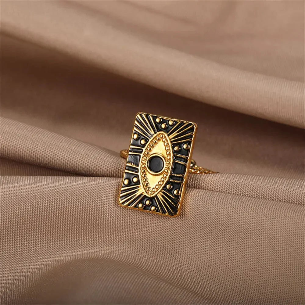 Classy Evil Eye Heart & Rectangle Rings