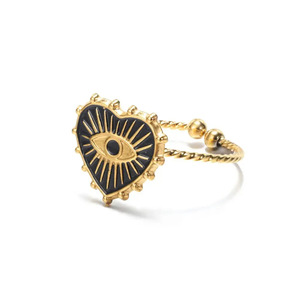 Classy Evil Eye Heart & Rectangle Rings