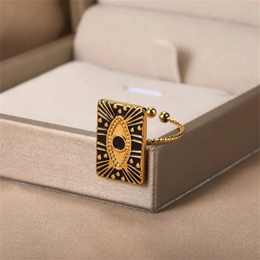 Classy Evil Eye Heart & Rectangle Rings