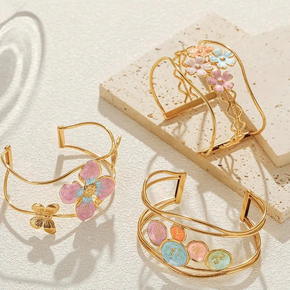 Classy Floral Bangle Bracelets