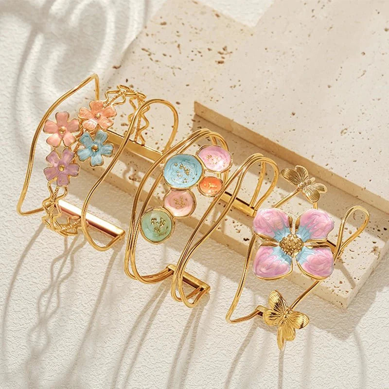 Classy Floral Bangle Bracelets