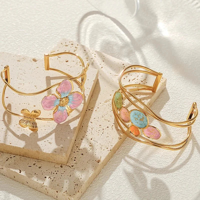 Classy Floral Bangle Bracelets