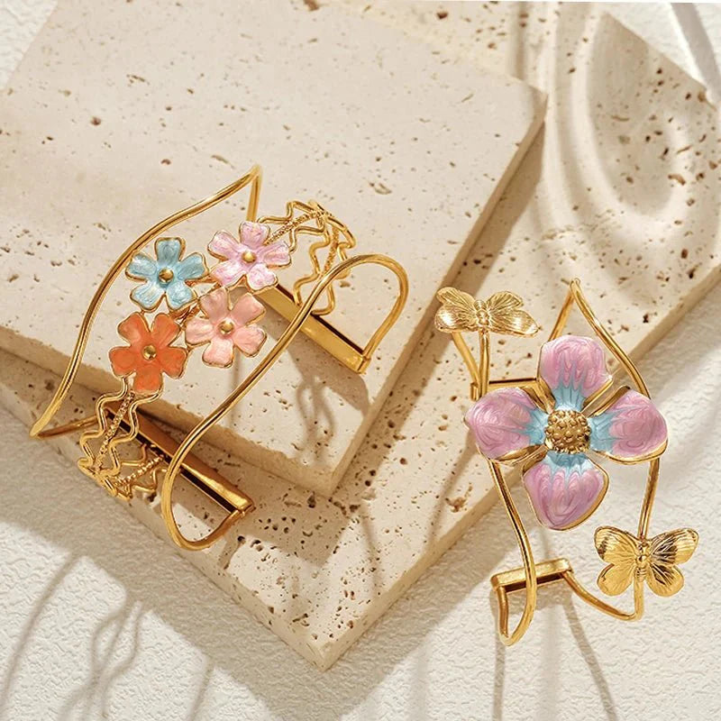 Classy Floral Bangle Bracelets