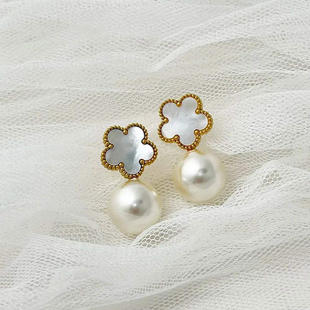 Classy Floral Pearl Ball Earrings
